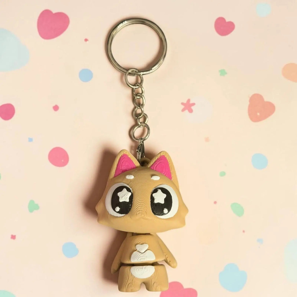 Porte-clés Kawaii Articulés – Chien, Renard & Chat Violet – vue 2