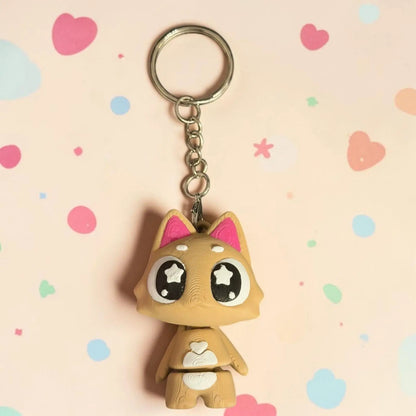 Porte-clés Kawaii Articulés – Chien, Renard & Chat Violet – vue 2