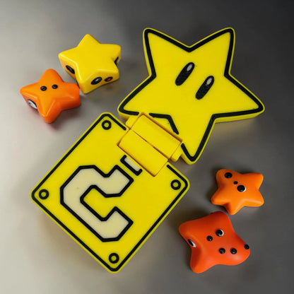 Slider étoile jaune style gaming en impression 3D avec mécanisme de glisse anti-stress