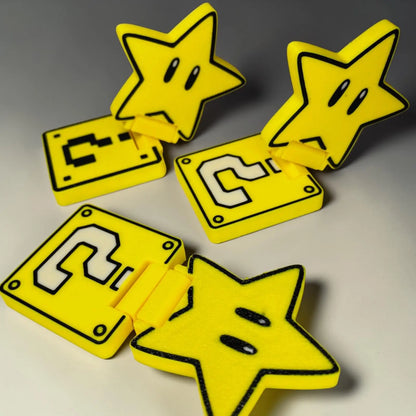 Slider étoile jaune style gaming en impression 3D avec mécanisme de glisse anti-stress