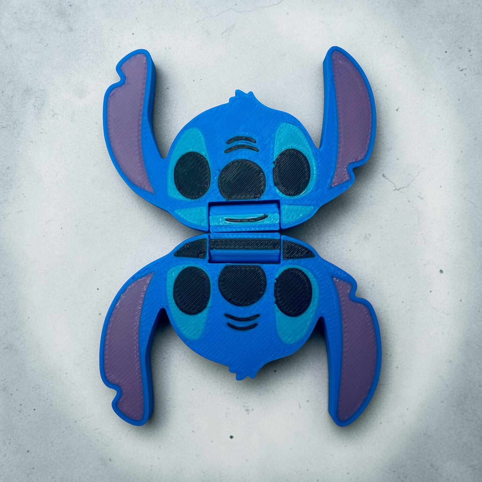 Slider Stitch anti-stress en impression 3D bleu, objet sensoriel geek à faire glisser entre les doigts