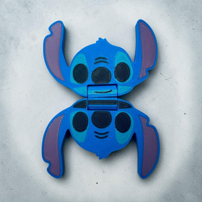 Slider Stitch anti-stress en impression 3D bleu, objet sensoriel geek à faire glisser entre les doigts