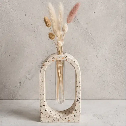 Soliflore arche personnalisable en jesmonite avec fleurs séchées