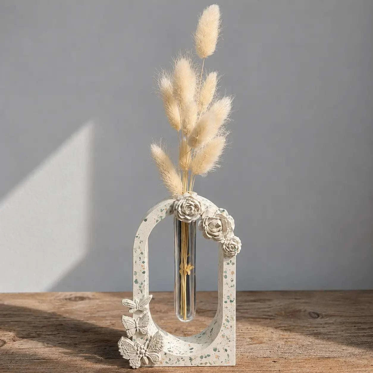 Soliflore Arche Fleuri Personnalisable en Jesmonite – Décoration Artisanale Élégante 🌸 Epoxy Kawaii