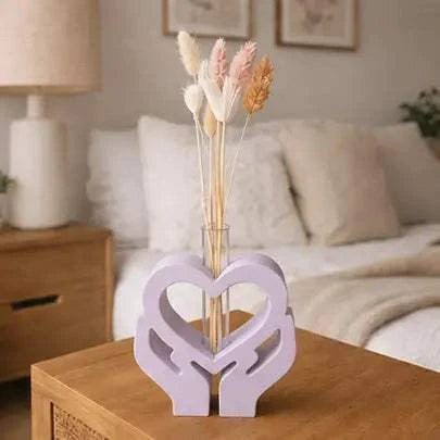 Soliflore mains cœur en jesmonite blanc et doré avec fleurs séchées – décoration artisanale Epoxy Kawaii