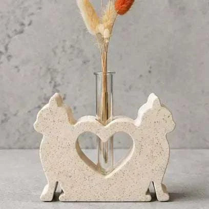 Soliflore Chats Amoureux en Jesmonite Personnalisable – Décoration Artisanale Romantique Epoxy Kawaii