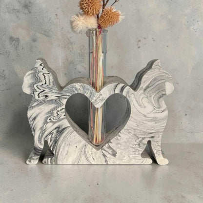 Soliflore Chats Amoureux en Jesmonite Personnalisable – Décoration Artisanale Romantique Epoxy Kawaii