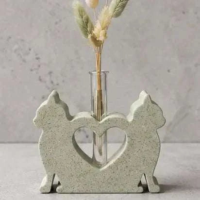 Soliflore Chats Amoureux en Jesmonite Personnalisable – Décoration Artisanale Romantique Epoxy Kawaii