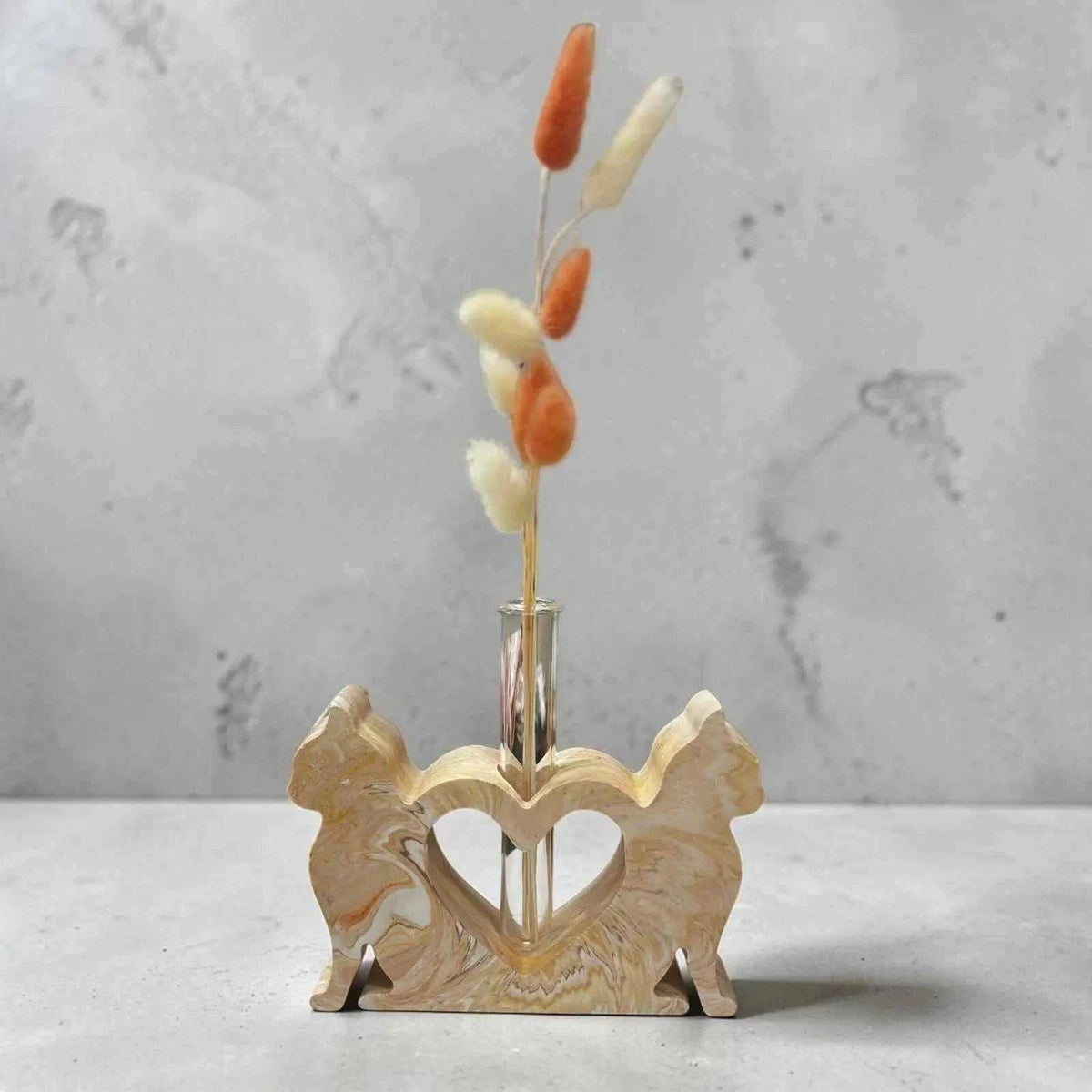 Soliflore Chats Amoureux en Jesmonite personnalisable avec design romantique et artisanal
