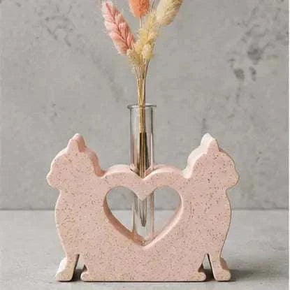 Soliflore Chats Amoureux en Jesmonite Personnalisable – Décoration Artisanale Romantique Epoxy Kawaii