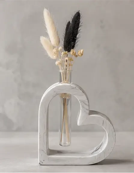 Soliflore Cœur en Jesmonite Personnalisable – Décoration Romantique Artisanale Epoxy Kawaii