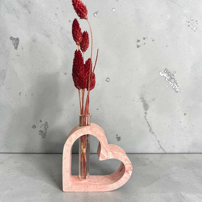 Soliflore Cœur en Jesmonite Personnalisable – Décoration Romantique Artisanale Epoxy Kawaii