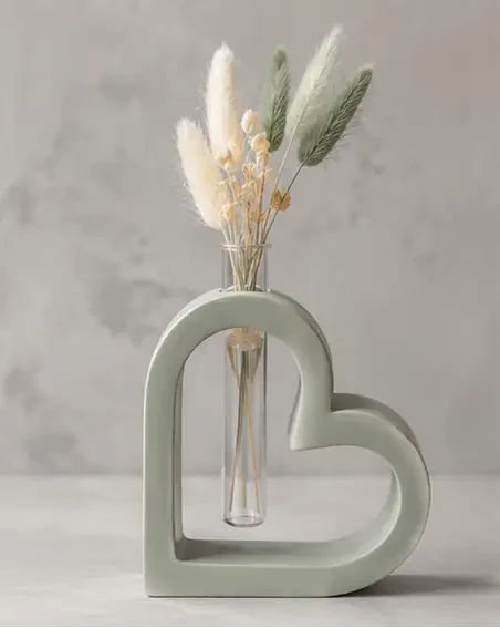 Soliflore Cœur en Jesmonite Personnalisable – Décoration Romantique Artisanale Epoxy Kawaii