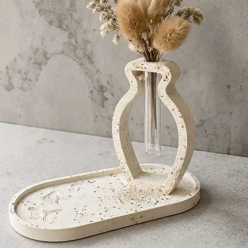 Soliflore vase en Jesmonite artisanal avec plateau personnalisable élégant et minimaliste