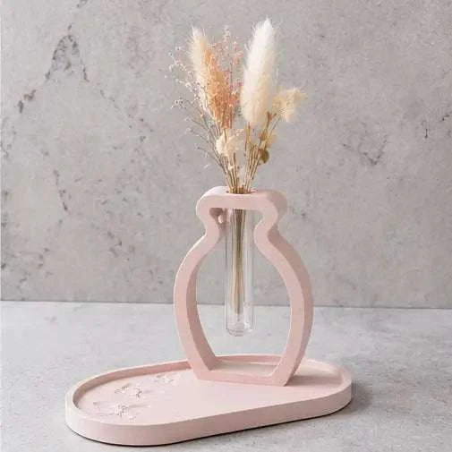 Soliflore Vase avec Plateau en Jesmonite Personnalisable – Décoration Artisanale Élégante Epoxy Kawaii