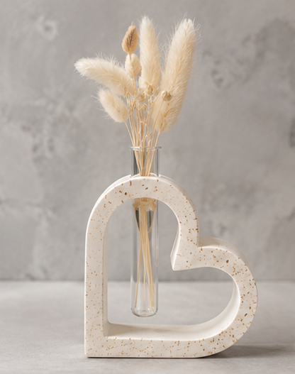 Soliflore Cœur en Jesmonite Personnalisable – Décoration Romantique Artisanale Epoxy Kawaii