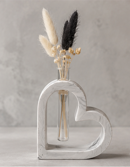Soliflore Cœur en Jesmonite Personnalisable – Décoration Romantique Artisanale Epoxy Kawaii