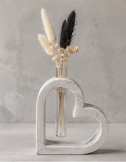 Soliflore Cœur en Jesmonite Personnalisable – Décoration Romantique Artisanale Epoxy Kawaii