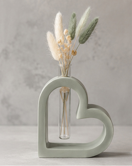 Soliflore Cœur en Jesmonite Personnalisable – Décoration Romantique Artisanale Epoxy Kawaii