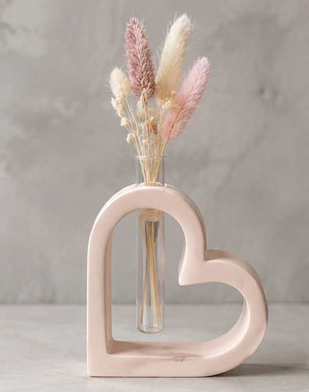 Soliflore Cœur en Jesmonite Personnalisable – Décoration Romantique Artisanale Epoxy Kawaii