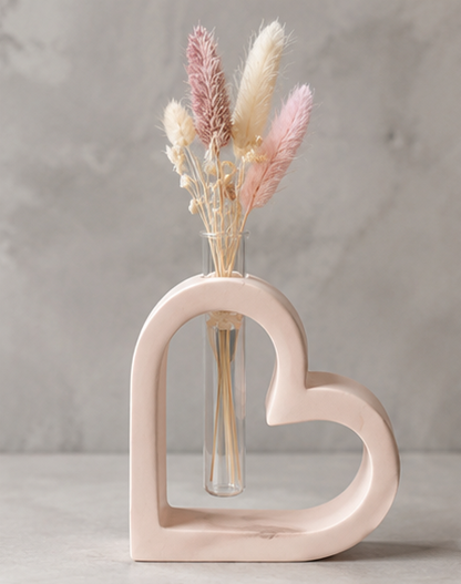 Soliflore Cœur en Jesmonite Personnalisable – Décoration Romantique Artisanale Epoxy Kawaii