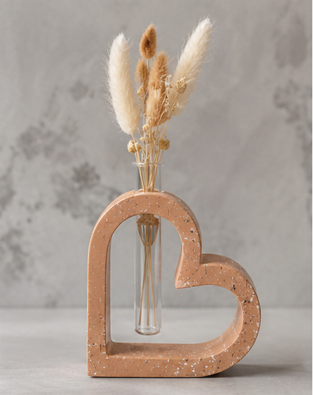Soliflore Cœur en Jesmonite Personnalisable – Décoration Romantique Artisanale Epoxy Kawaii