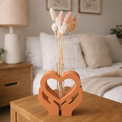 Soliflore mains cœur en jesmonite blanc et doré avec fleurs séchées – décoration artisanale Epoxy Kawaii