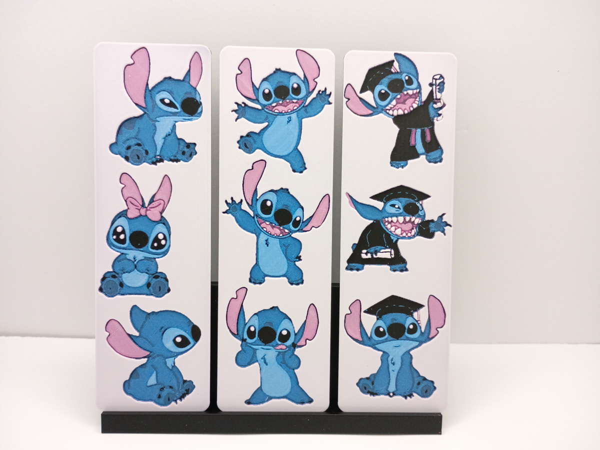 Ensemble de trois marque-pages Stitch avec trois designs différents