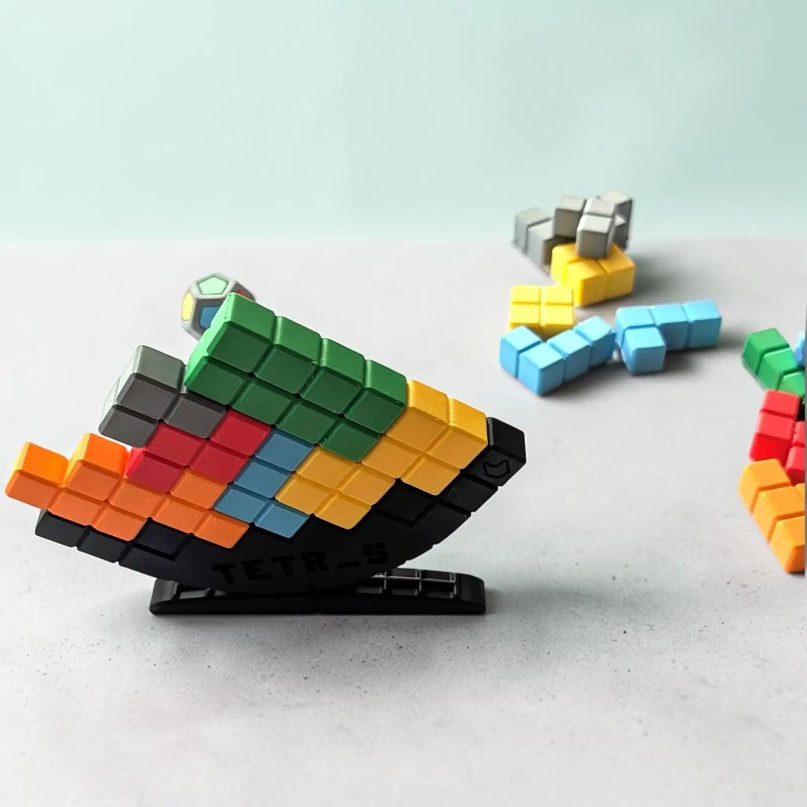 Jeu TETR_S GO imprimé en 3D avec blocs colorés rétro et boîte de rangement compacte