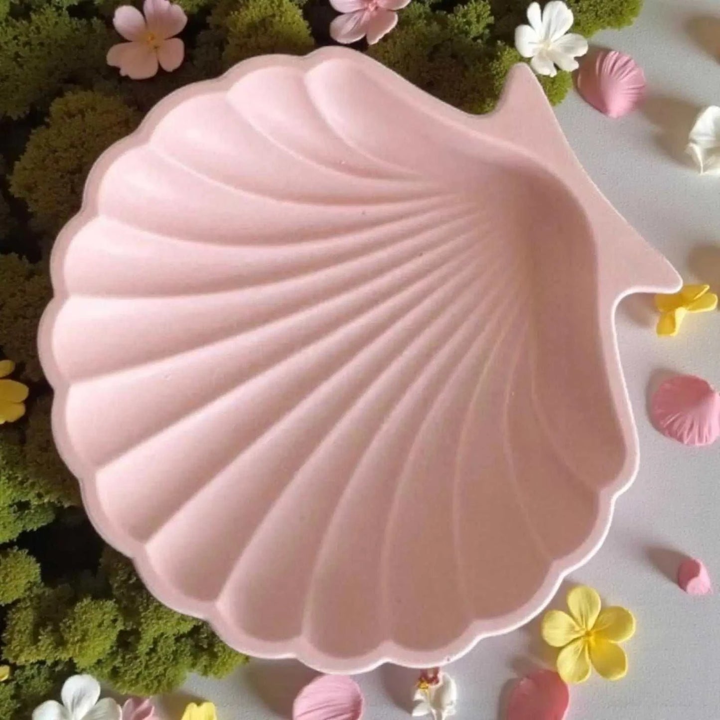 Vide-poche coquillage en Jesmonite rose poudré fait main, déco douce et élégante