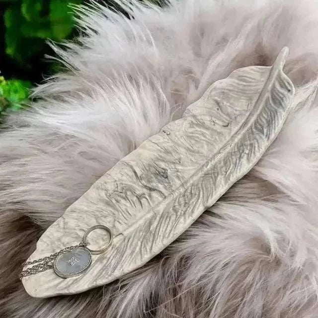 Vide-poche plume marbré blanc gris