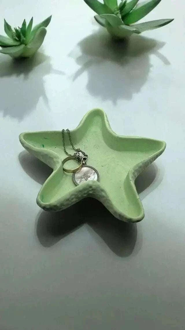 Vide-Poche Étoile de Mer en Jesmonite – Vert d’Eau Pastel Epoxy Kawaii