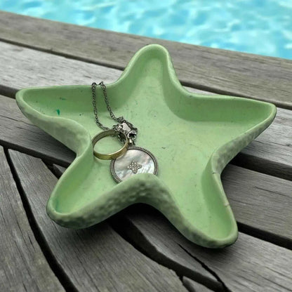 Vide-poche en Jesmonite vert d’eau pastel en forme d’étoile de mer, pièce artisanale unique