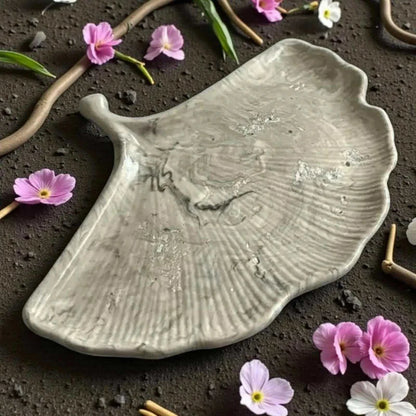Vide-poche Ginkgo gris marbré minéral