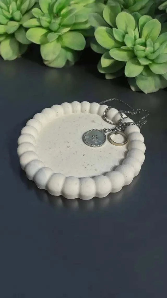 🤎 Vide-Poche Marguerite en Jesmonite – Terrazzo Marron & Beige Naturel Epoxy Kawaii