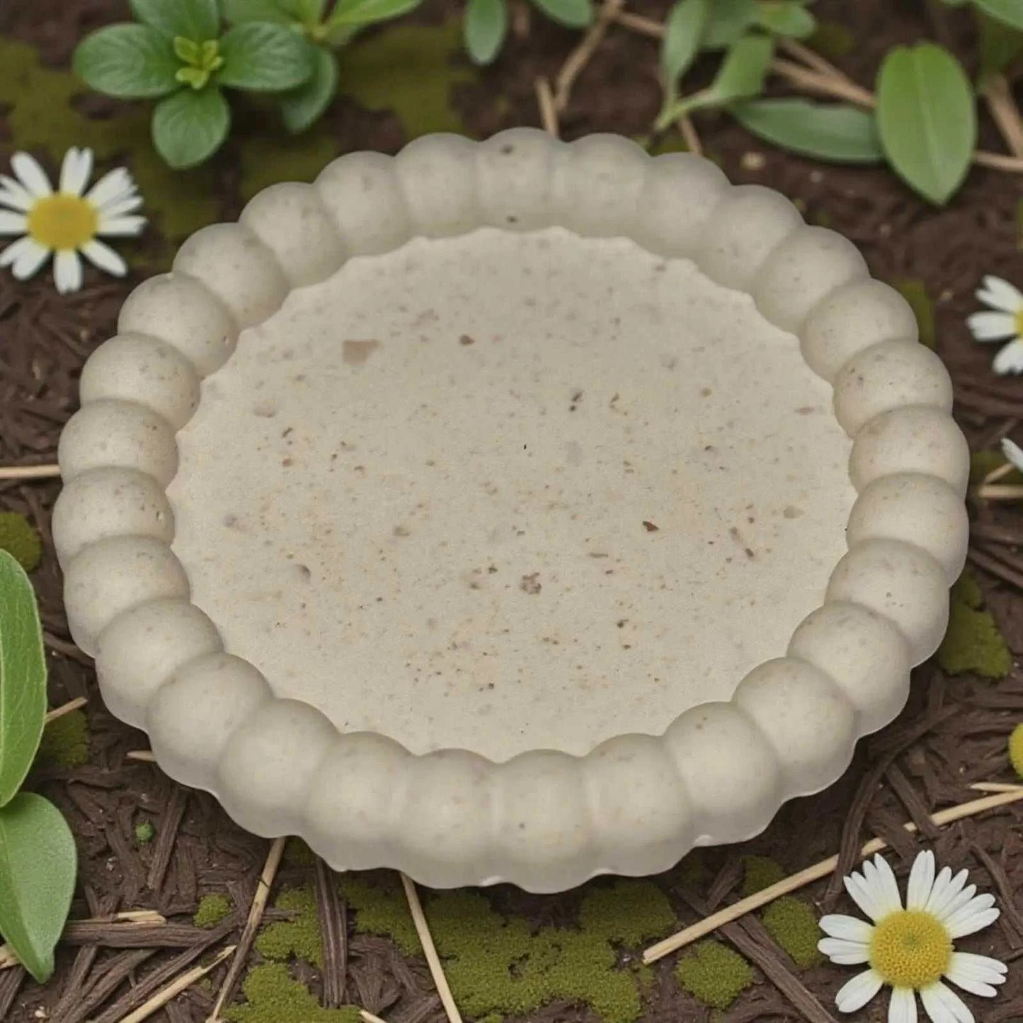 Vide-poche marguerite en Jesmonite effet terrazzo marron et beige naturel, artisanal et décoratif