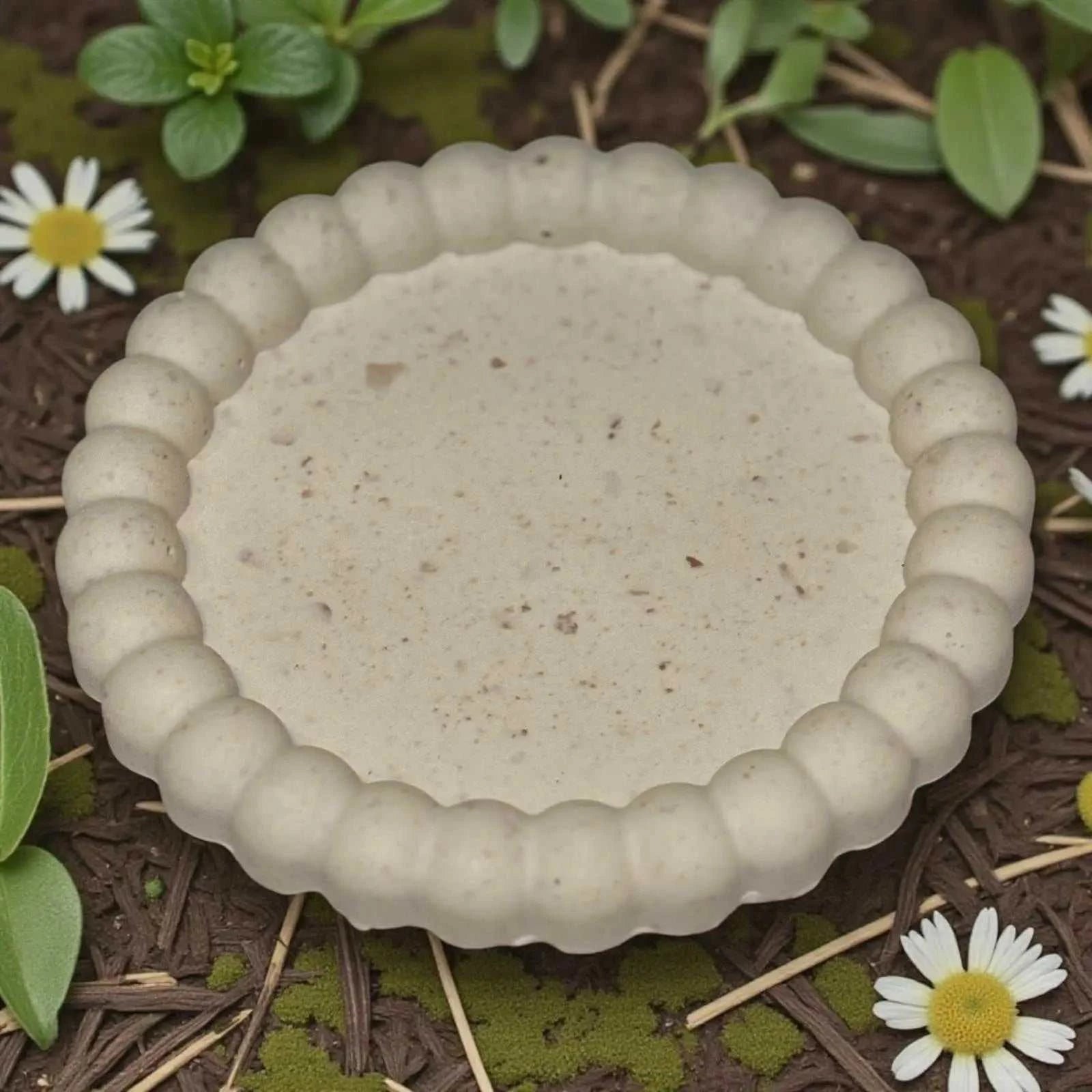 Vide-poche marguerite en Jesmonite effet terrazzo marron et beige naturel, artisanal et décoratif