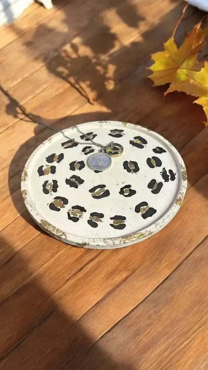 🐆 Vide-Poche Rond Façon Léopard – Création artisanale en Jesmonite Epoxy Kawaii
