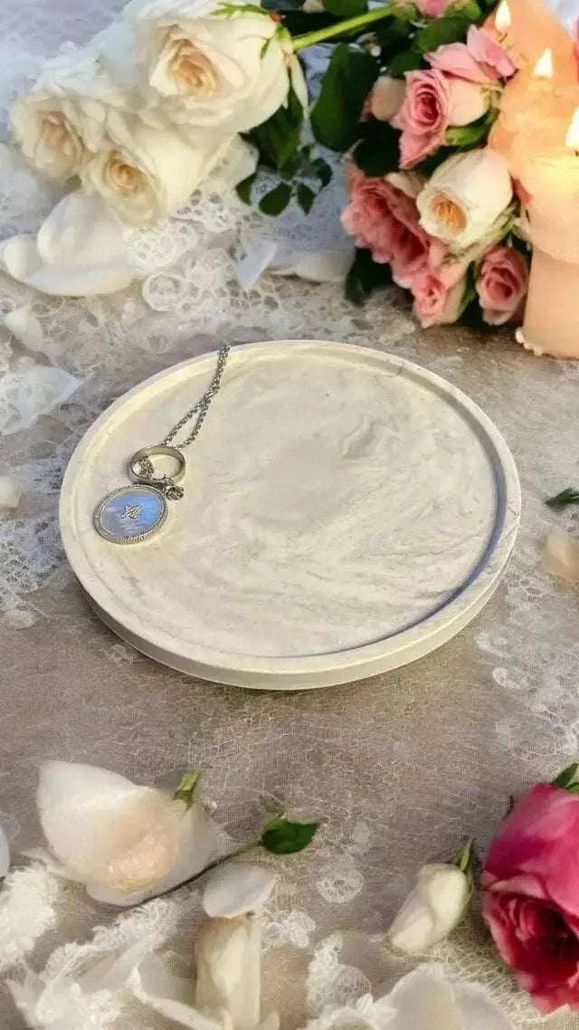 🤍 Vide-Poche Rond Gris Marbré – Élégance & Simplicité en Jesmonite Epoxy Kawaii