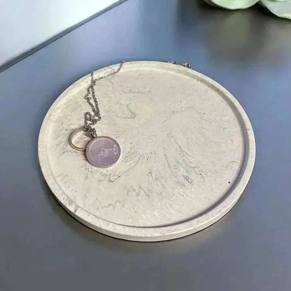 🌿 Vide-Poche Rond Vert Clair & Noir – Création artisanale en Jesmonite Epoxy Kawaii